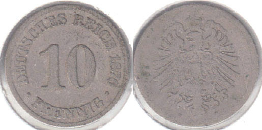 1876 F Germany 10 Pfennig A000379